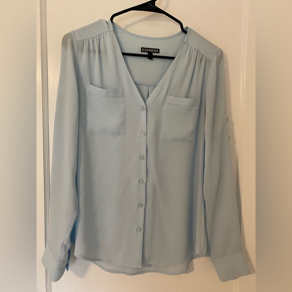 Express Button Down Long Sleeve Top - image 1